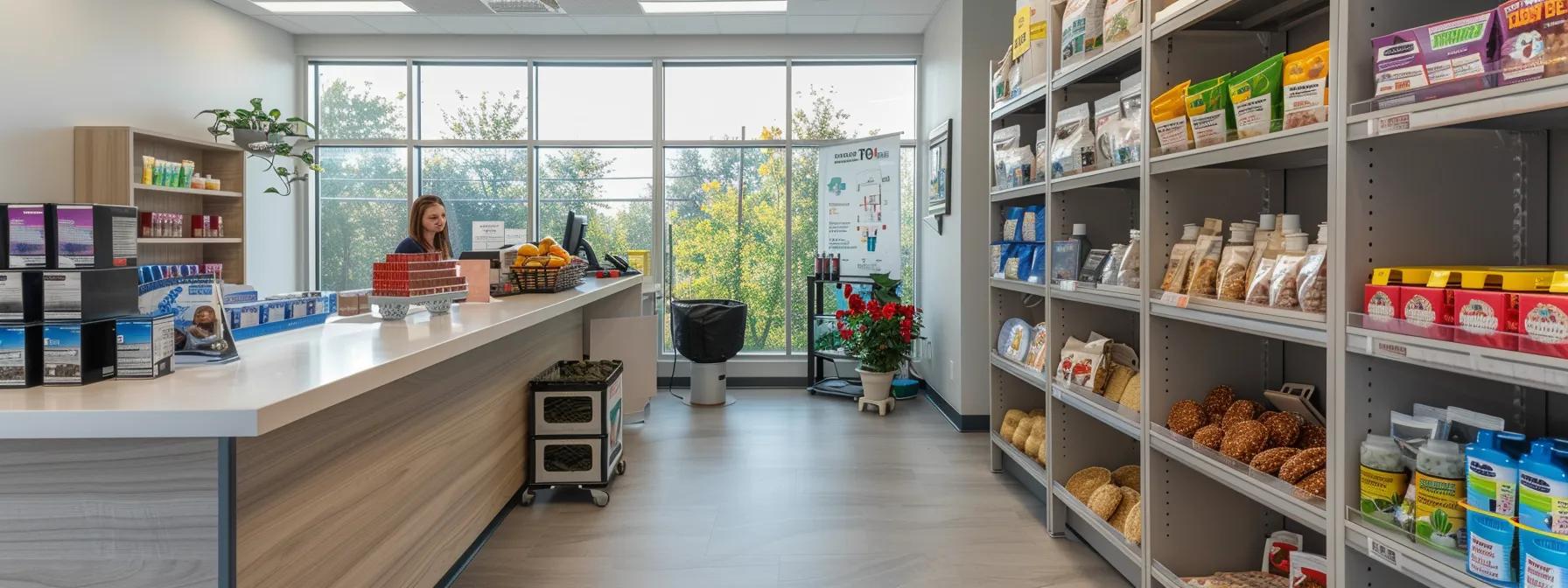 a well-organized veterinary clinic, featuring a sleek consultation room with an attentive veterinarian discussing a colorful display of hypoallergenic dog treats, highlighting the importance of allergy awareness in pet care. a well-organized veterinary clinic, featuring a sleek consultation room with an attentive veterinarian discussing a colorful display of hypoallergenic dog treats, highlighting the importance of allergy awareness in pet care.