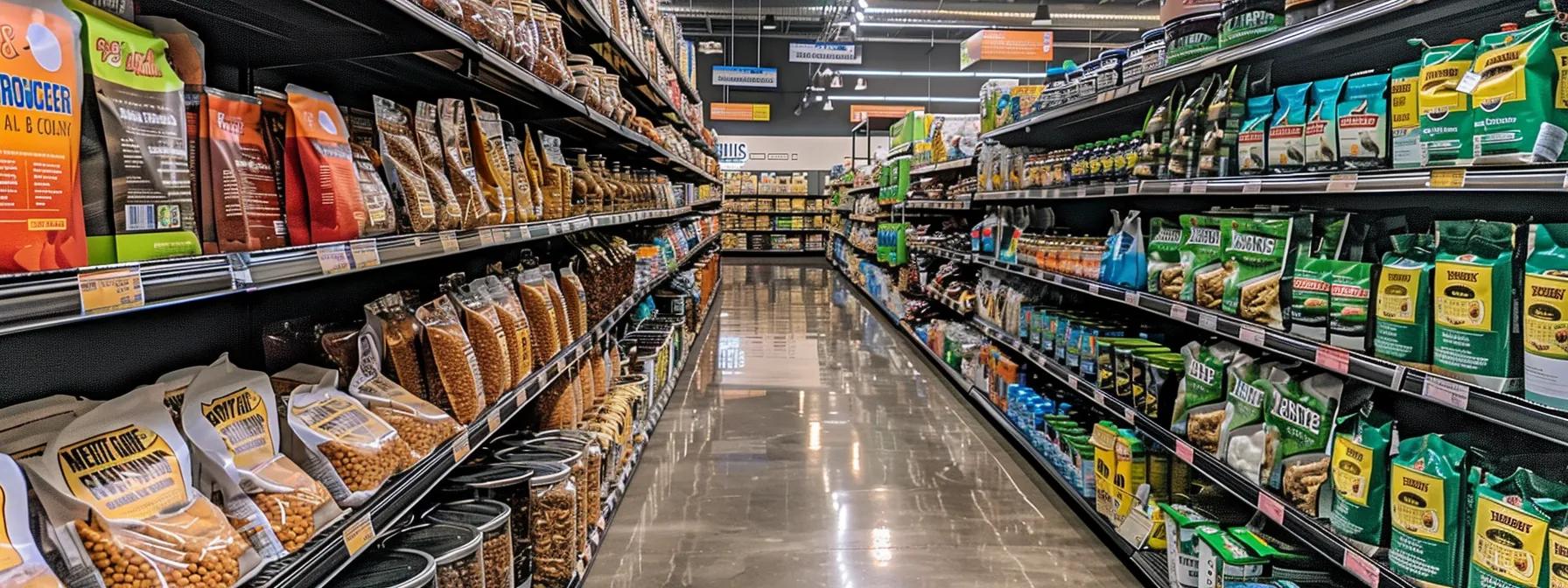 a well-lit pet supply store aisle showcases a variety of wet dog food products with clear ingredient labels prominently displayed, emphasizing transparency and quality in pet nutrition. a well-lit pet supply store aisle showcases a variety of wet dog food products with clear ingredient labels prominently displayed, emphasizing transparency and quality in pet nutrition.