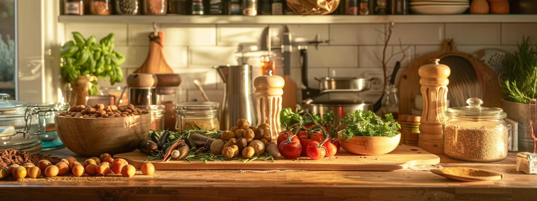 a well-organized kitchen countertop displays an array of vibrant, fresh ingredients for homemade dog treats, with a prominently placed warning sign highlighting unsuitable components to avoid, all under warm, focused lighting that emphasizes the importance of canine health. a well-organized kitchen countertop displays an array of vibrant, fresh ingredients for homemade dog treats, with a prominently placed warning sign highlighting unsuitable components to avoid, all under warm, focused lighting that emphasizes the importance of canine health.