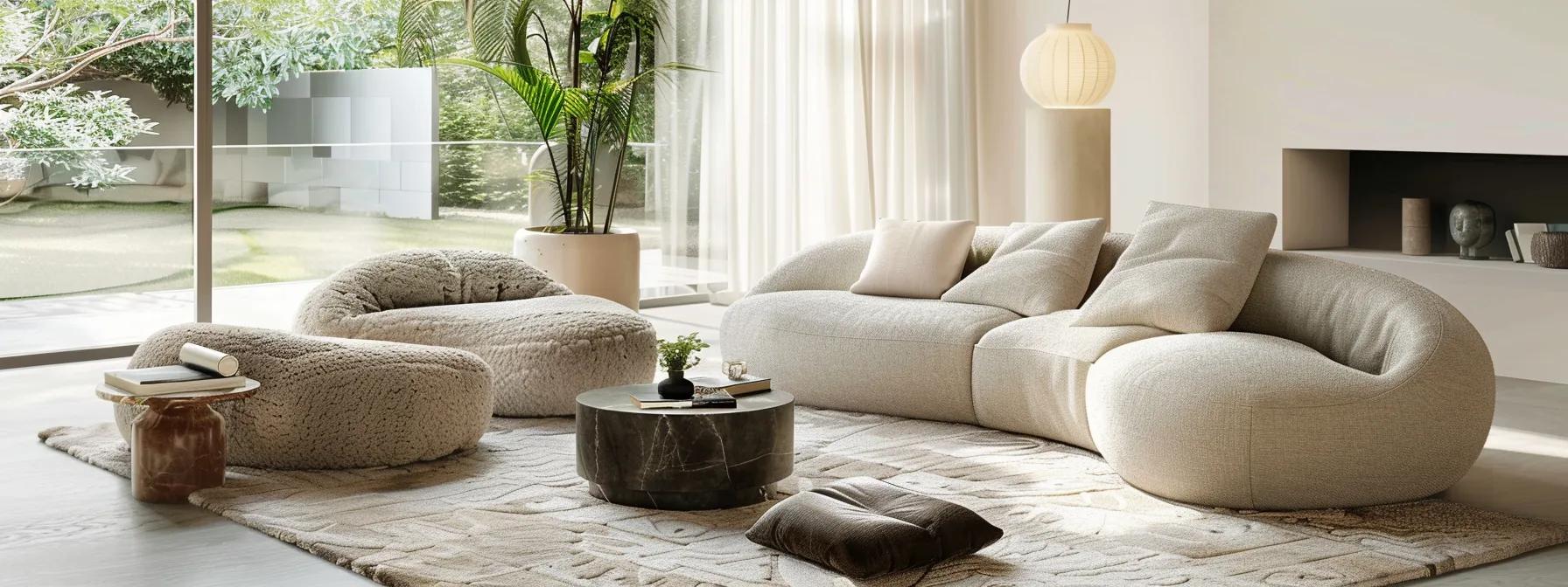 a well-lit living room in a modern houston home showcases a variety of upholstery pieces with clear, visible pet stains, emphasizing the need for effective cleaning methods in high-humidity environments.