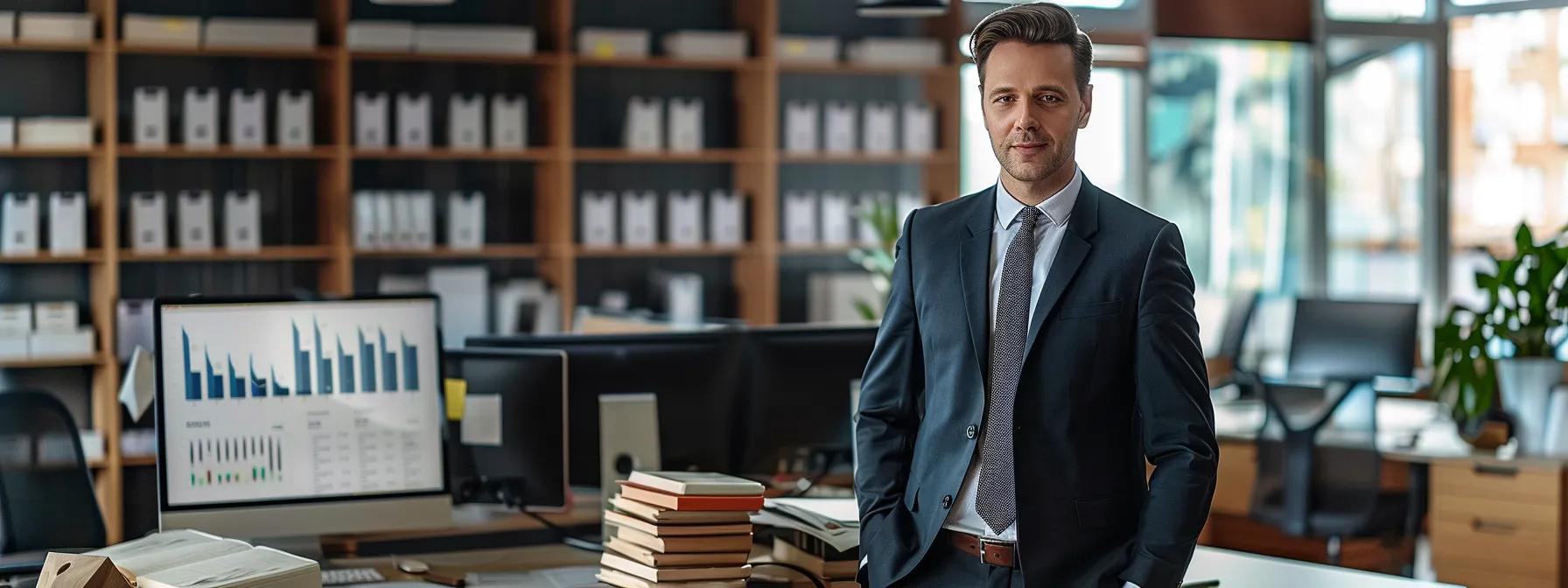 a well-dressed professional stands confidently in a sleek, modern office environment, surrounded by stacks of legal documents and a computer displaying data graphs, symbolizing the impactful process of record sealing on employment and housing opportunities. a well-dressed professional stands confidently in a sleek, modern office environment, surrounded by stacks of legal documents and a computer displaying data graphs, symbolizing the impactful process of record sealing on employment and housing opportunities.