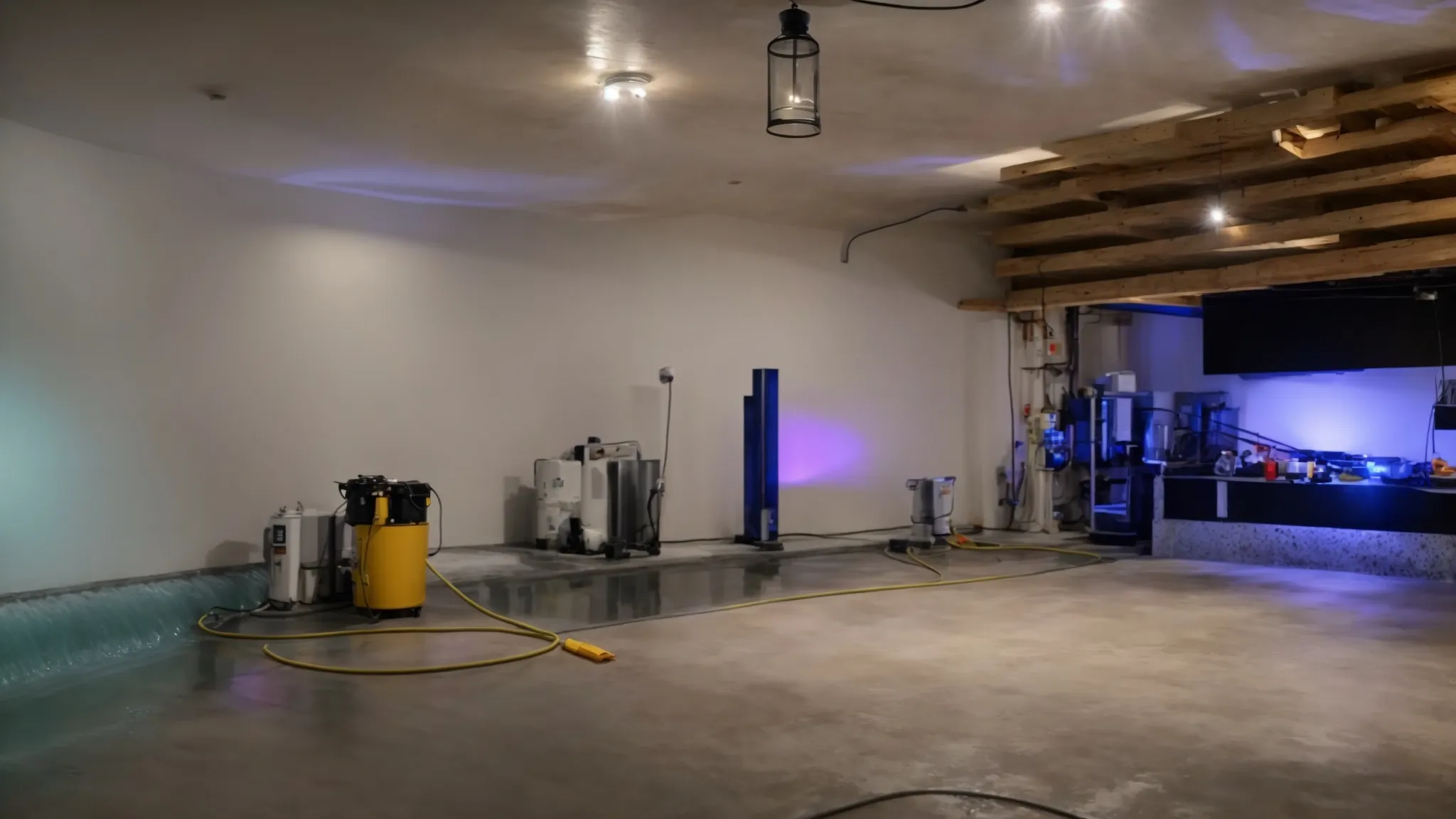 a well-lit residential basement showcases a waterproofing process in action, featuring exposed concrete walls with vibrant waterproofing membranes being expertly applied, a contractor diligently sealing cracks with hydraulic cement, and a new french drain being installed, all within a clean and professional workspace. a well-lit residential basement showcases a waterproofing process in action, featuring exposed concrete walls with vibrant waterproofing membranes being expertly applied, a contractor diligently sealing cracks with hydraulic cement, and a new french drain being installed, all within a clean and professional workspace.