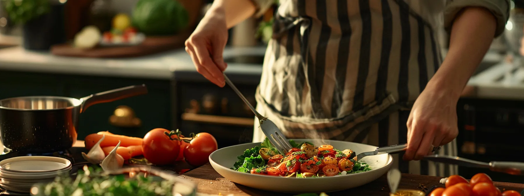 a person preparing a well-balanced meal with a variety of fresh ingredients.