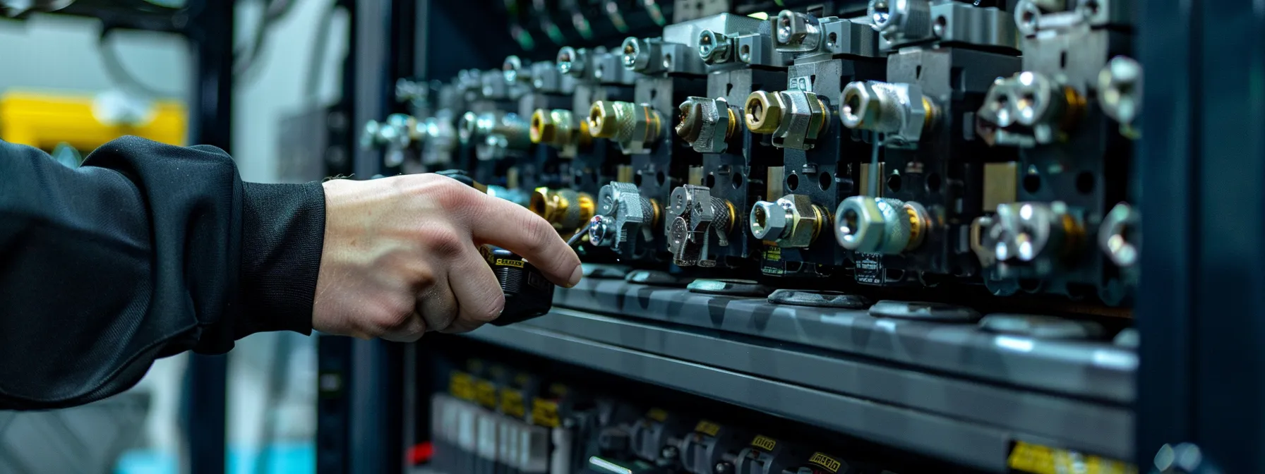 a mechanic selecting from a variety of zerk fittings to optimize machine maintenance.