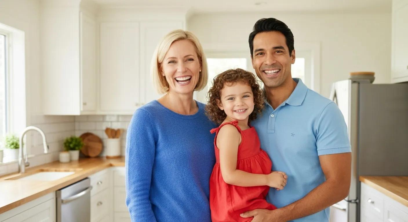 Happy family enjoying a clutter-free living space after hiring local junk removal services Happy family enjoying a clutter-free living space after hiring local junk removal services