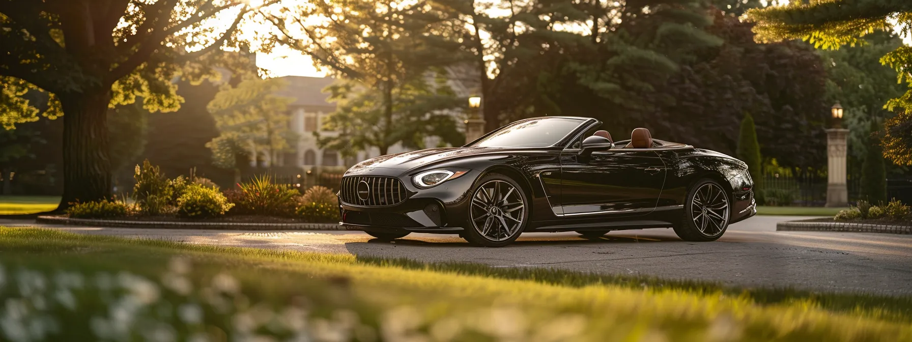 a sleek luxury convertible gleaming under the summer sun in indianapolis, showcasing advanced features and performance.