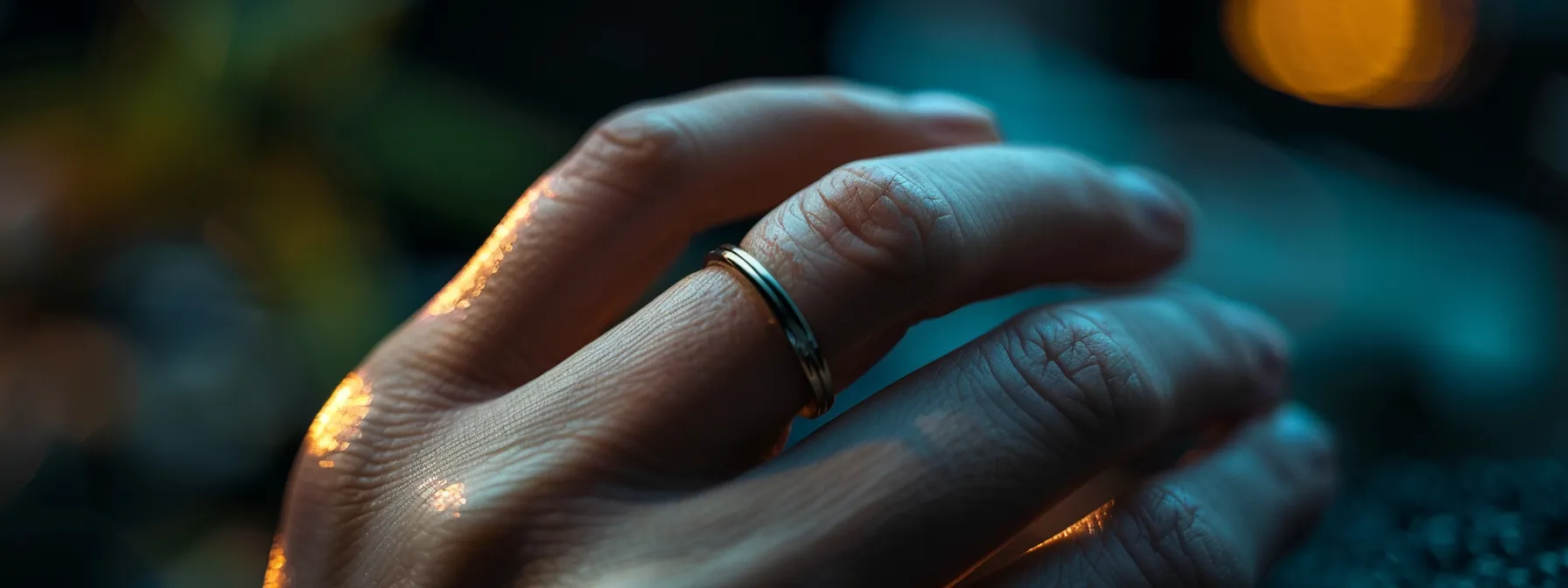 a tantalum ring gleams elegantly on a well-dressed hand.