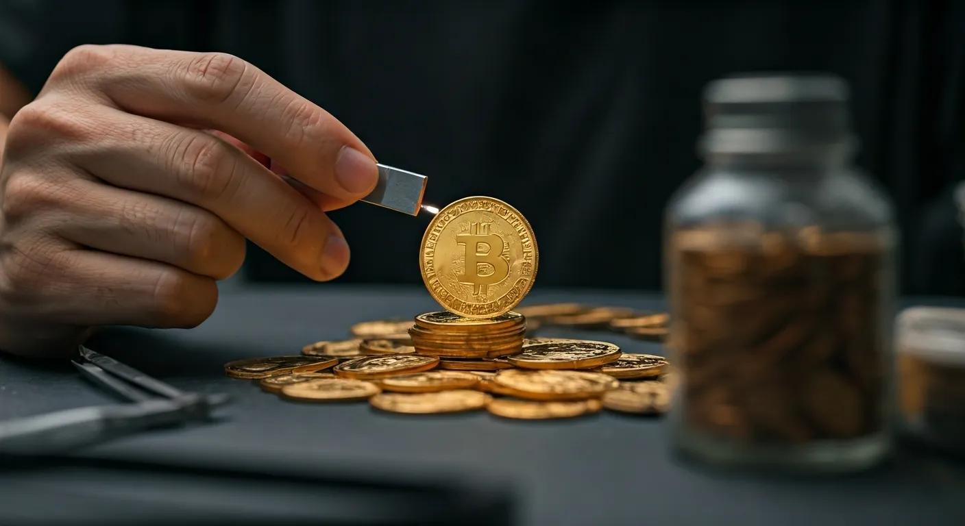 Person performing a magnet test on a gold coin, emphasizing the importance of authenticity verification