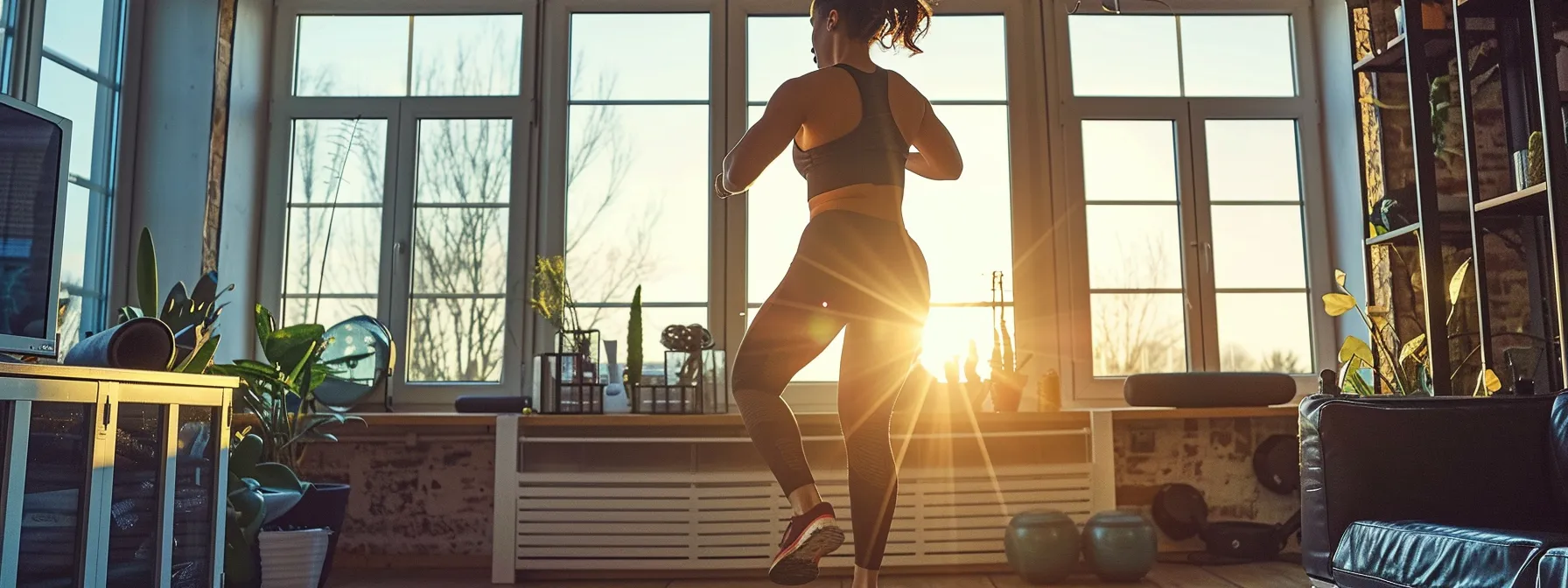 a person working out with a virtual wellness coach, following a step-by-step plan to achieve health goals online.