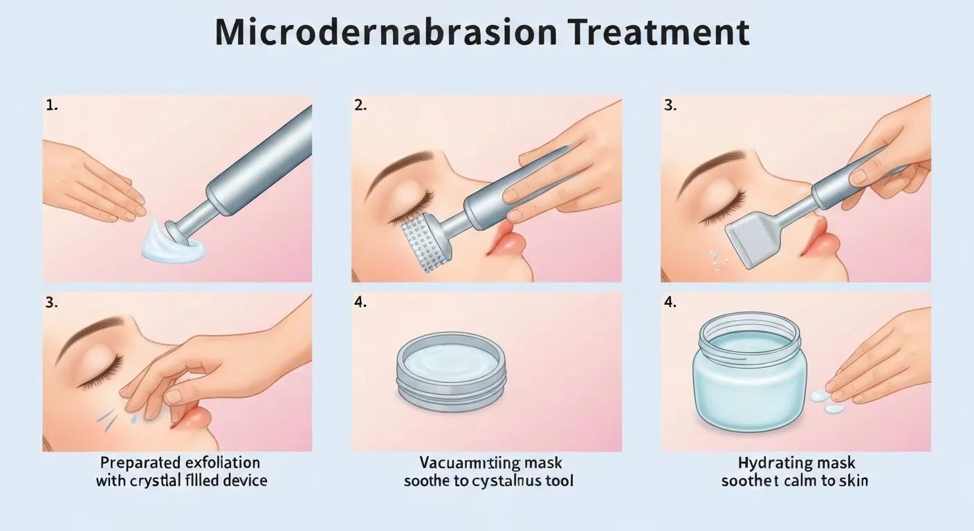 Visual representation of the five-step microdermabrasion treatment process