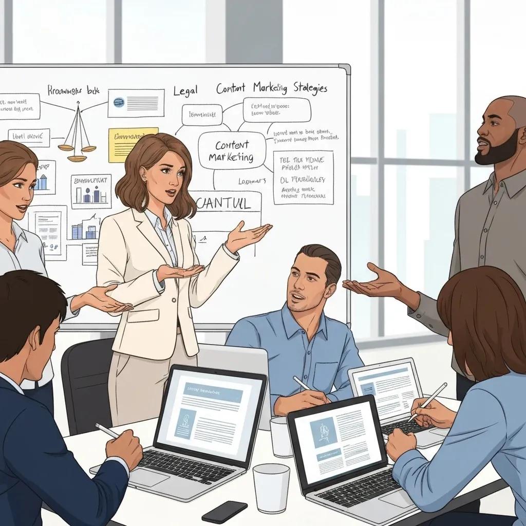 Legal team brainstorming content marketing strategies