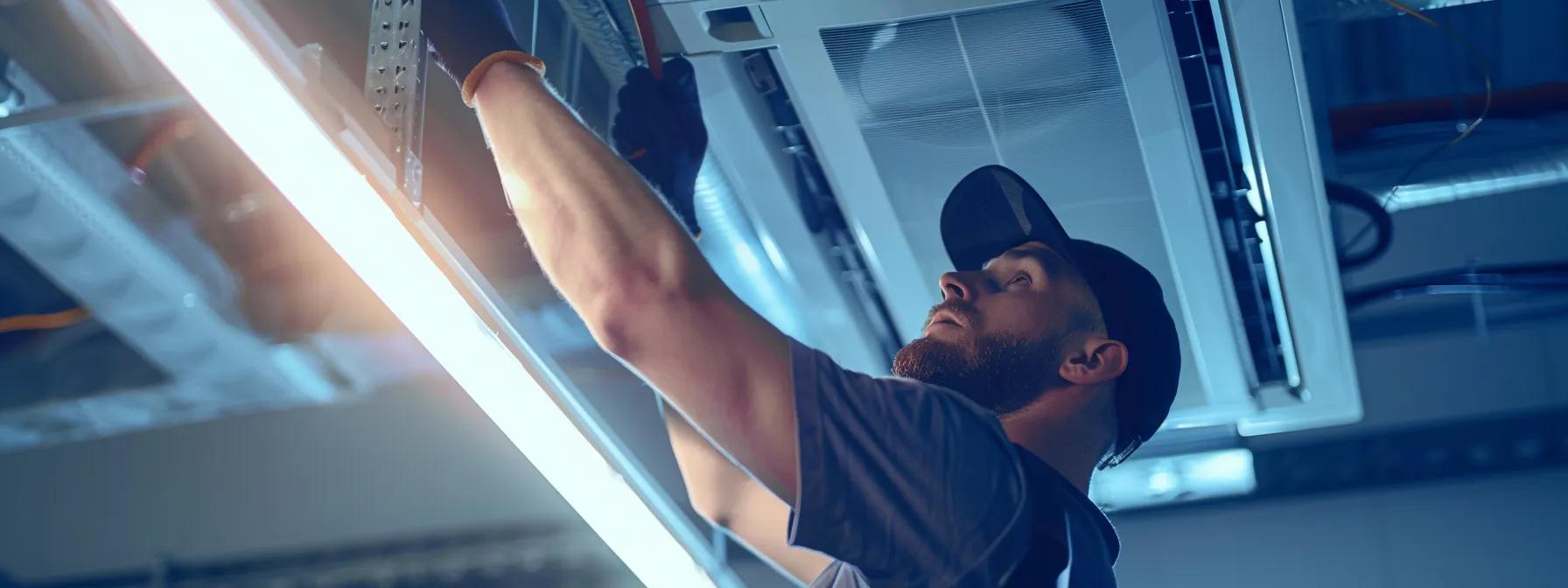 technician installing ac unit