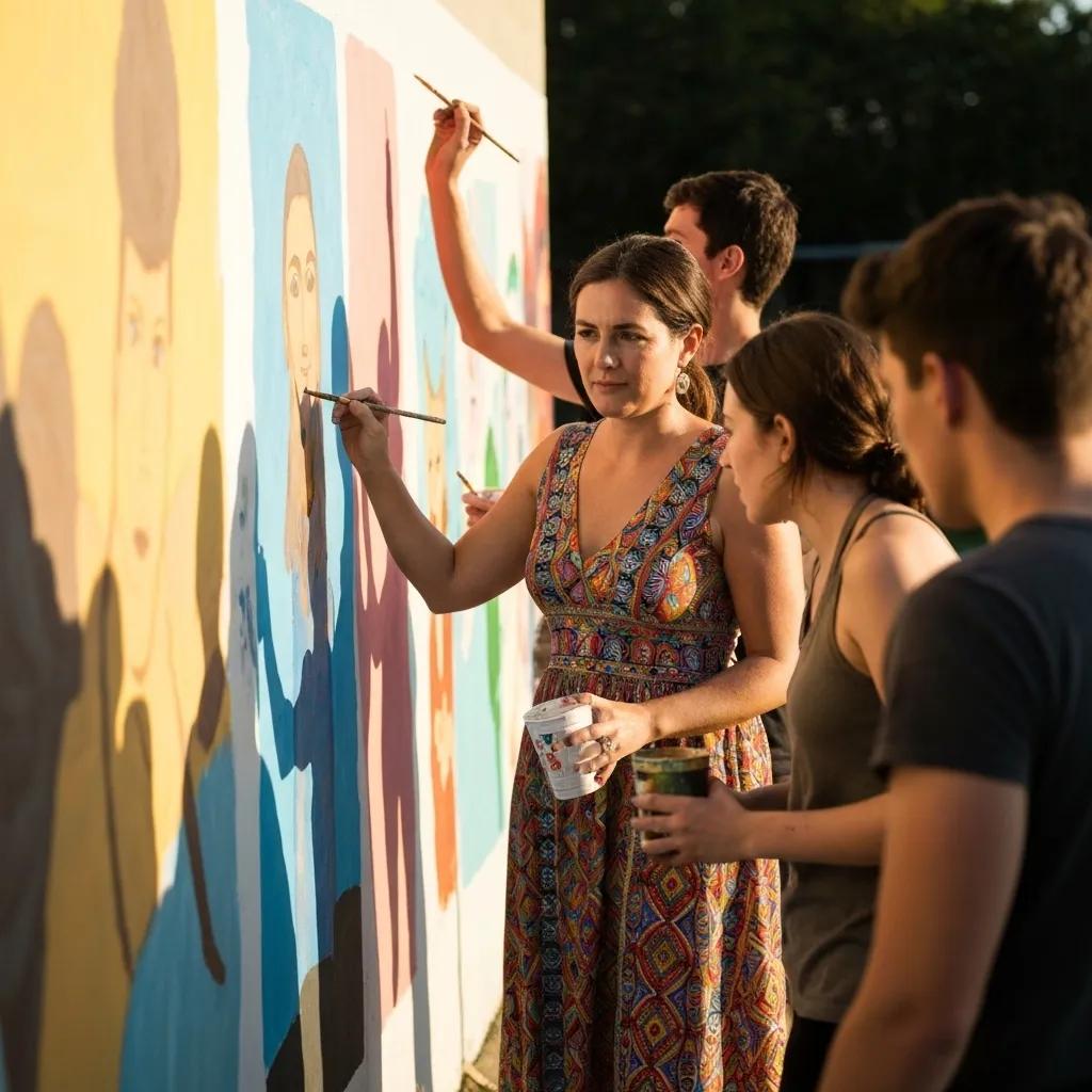 An art instructor offering personalised advice to a student during a painting session