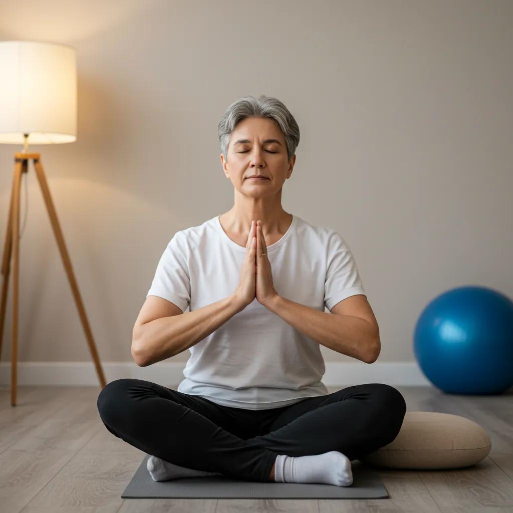 An adult is shown practicing relaxation techniques in a serene environment to help manage dental anxiety An adult is shown practicing relaxation techniques in a serene environment to help manage dental anxiety