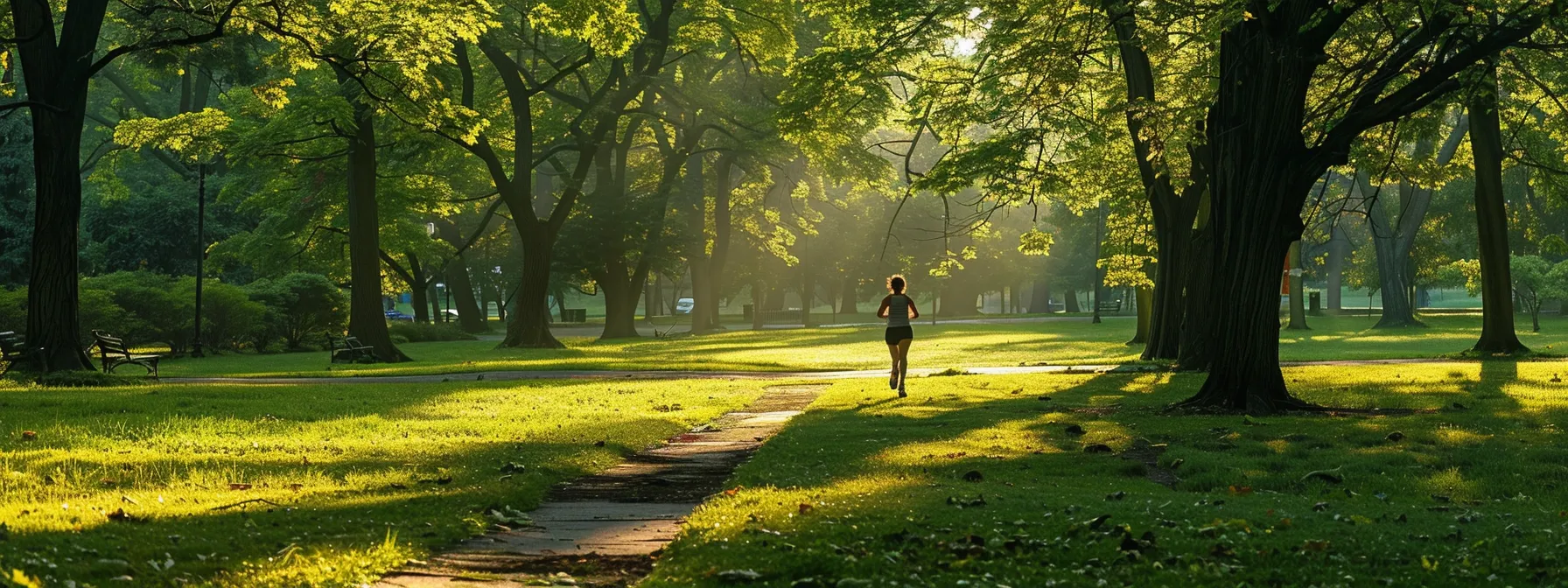 a person joyfully jogging through a lush green park feeling revitalized after using zipslim for 30 days.