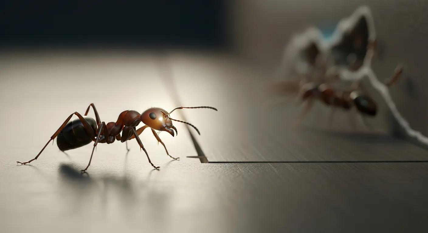 Close-up of an ant on a surface, illustrating common ant pests relevant to ant control services in Deerfield Beach, FL.
