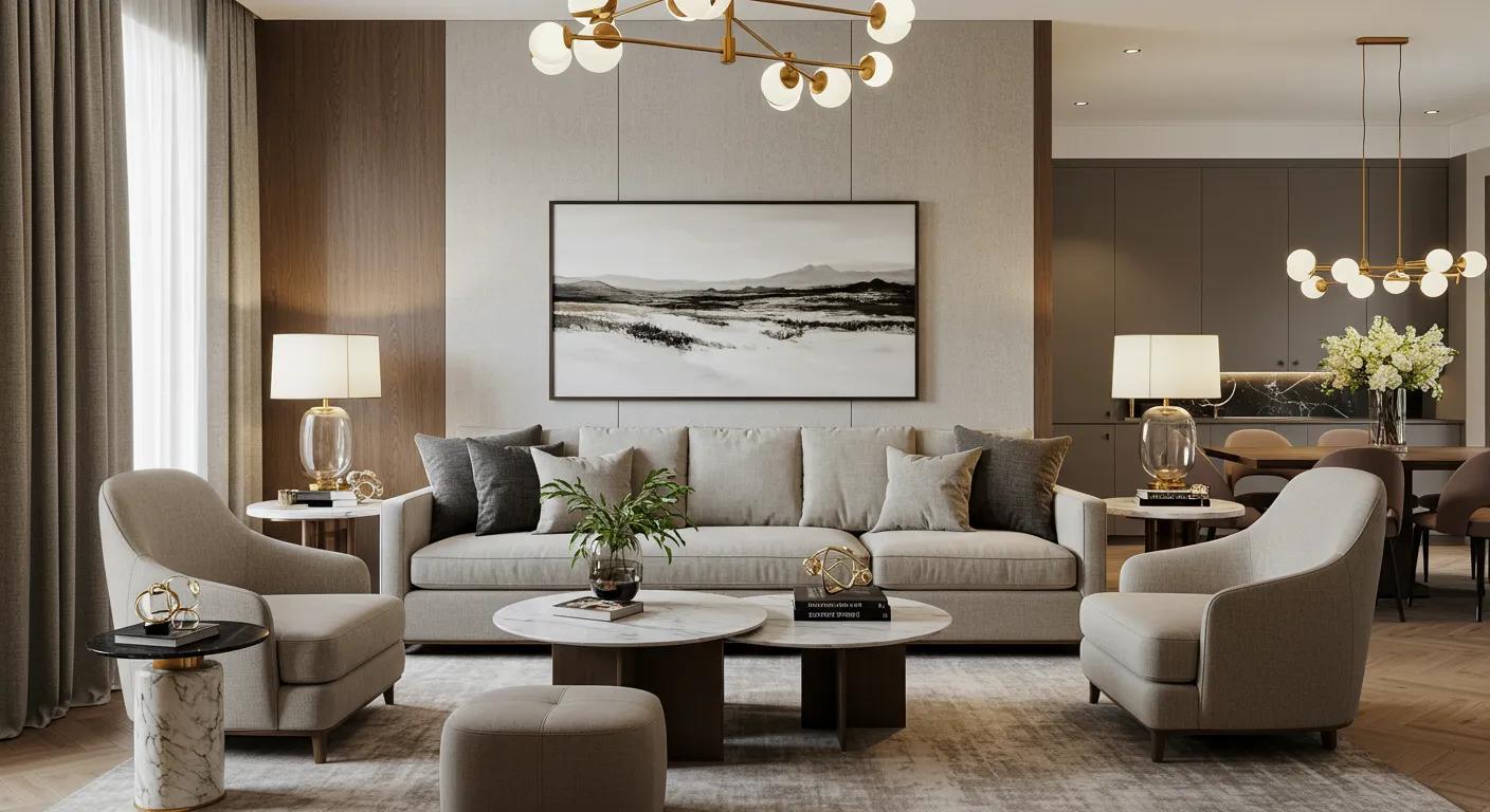 a sophisticated modern interior in alpharetta showcases artisan-crafted custom furniture amid a clean neutral palette, accentuated by elegant lighting and carefully selected decorative accessories that harmonize to create a refined southern luxury aesthetic. a sophisticated modern interior in alpharetta showcases artisan-crafted custom furniture amid a clean neutral palette, accentuated by elegant lighting and carefully selected decorative accessories that harmonize to create a refined southern luxury aesthetic.