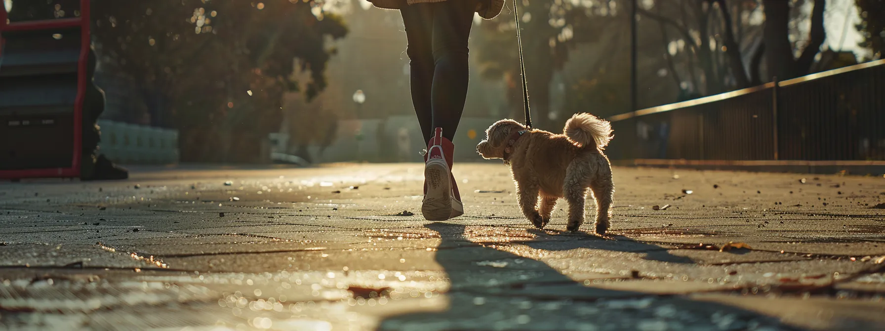 a person and a dog walking in perfect sync, embodying the mastery of the heel command.