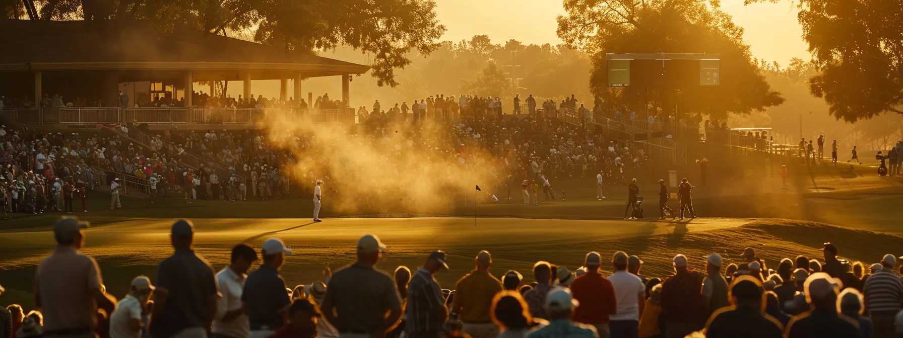 a golf tournament featuring bryson dechambeau with a large audience and intense competition.