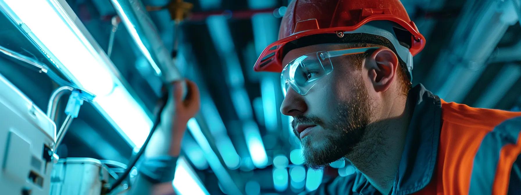 a technician surrounded by air conditioning fixing tools