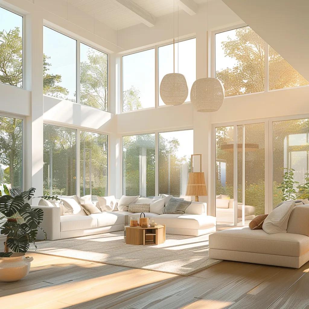 Bright living room with large windows, illustrating the importance of natural light in home design