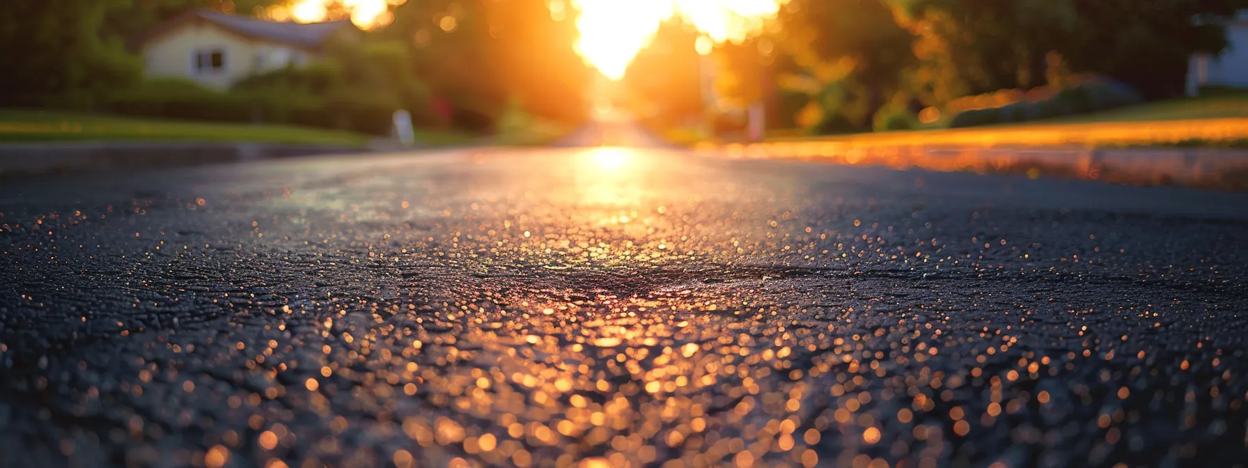 an asphalt driveway glistening under the sun, freshly sealcoated to showcase its enhanced durability and curb appeal. an asphalt driveway glistening under the sun, freshly sealcoated to showcase its enhanced durability and curb appeal.
