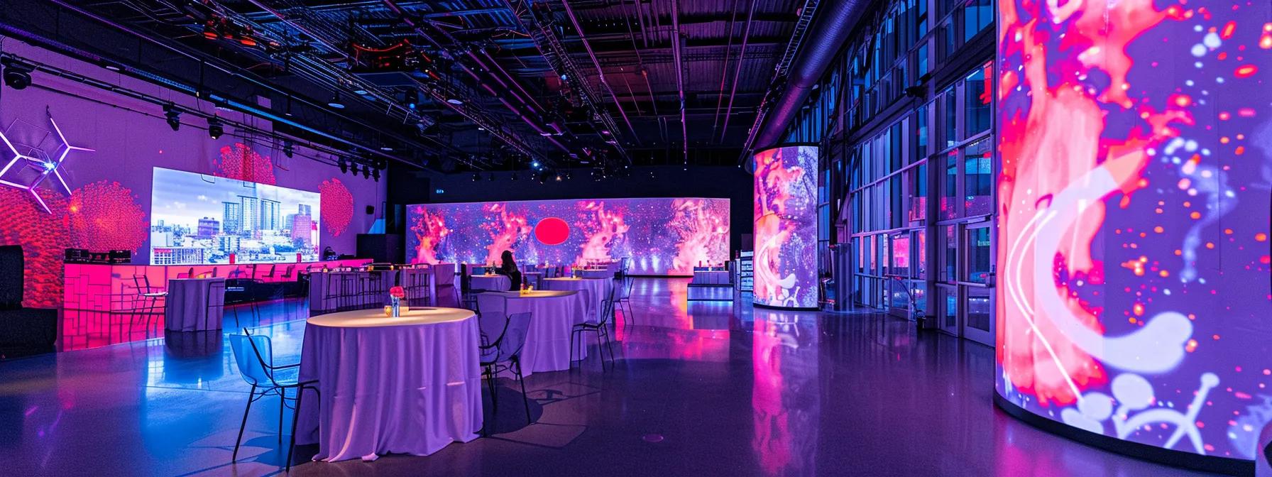 un espace événementiel professionnel élégant, avec une salle modulable soigneusement aménagée, mettant en avant des équipements technologiques modernes et une décoration personnalisée, créant une atmosphère dynamique et inspirante pour les participants. un espace événementiel professionnel élégant, avec une salle modulable soigneusement aménagée, mettant en avant des équipements technologiques modernes et une décoration personnalisée, créant une atmosphère dynamique et inspirante pour les participants.