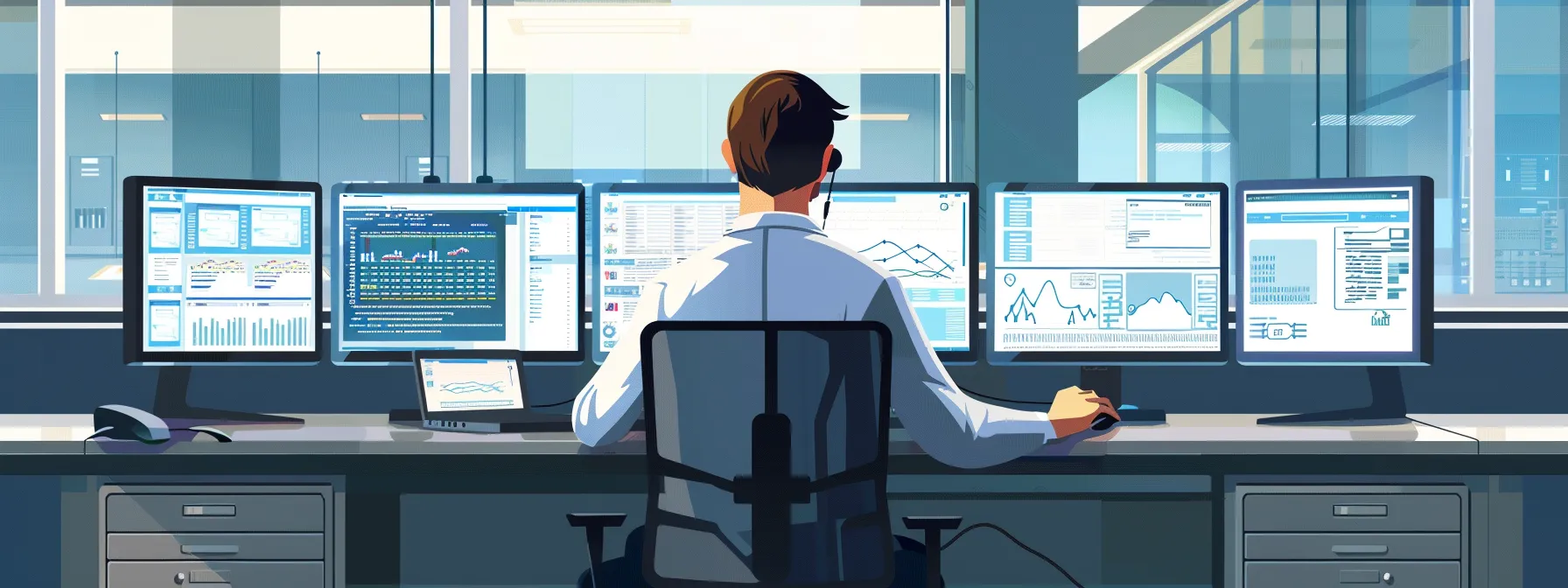 an image of an office worker using a computer desktop