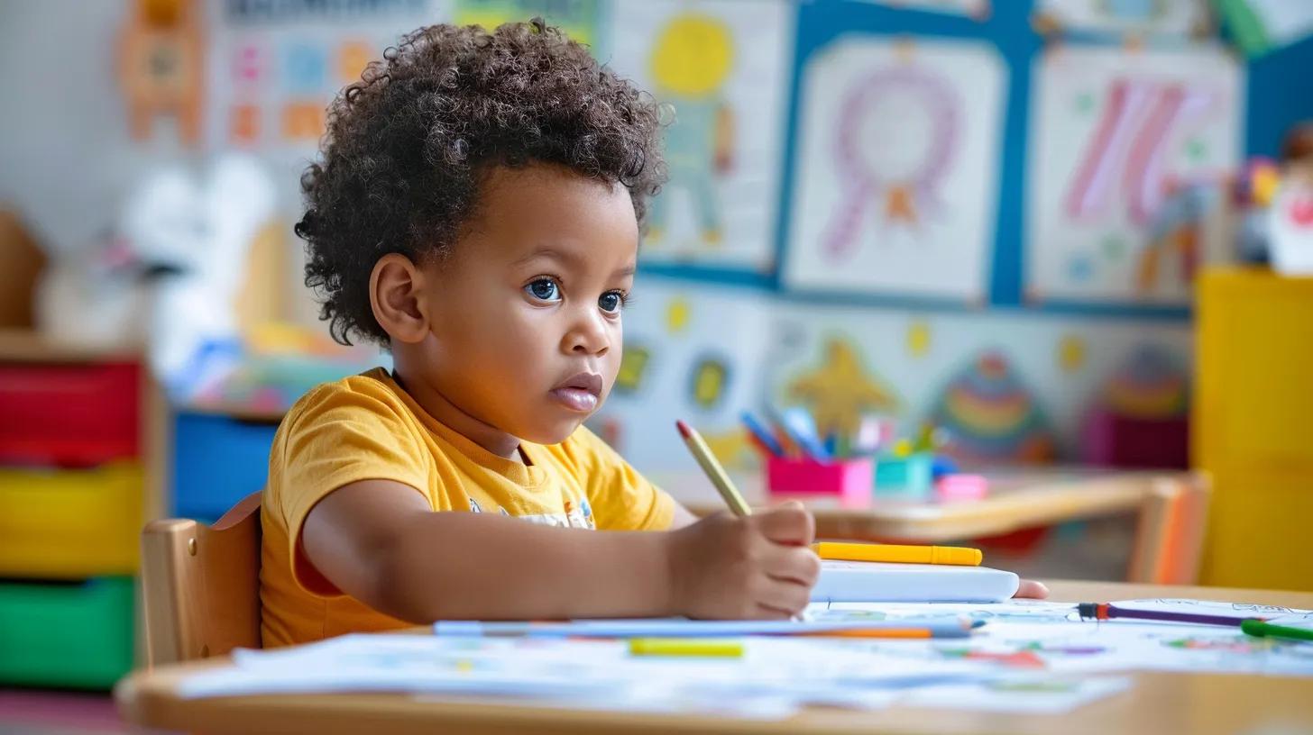 A warm, bright, and inviting classroom or home learning space with a young child (around 4–6 years old) practicing pencil grip using colorful writing tools. The child is seated at a child-sized table, holding a pencil or crayon with a correct tripod grasp. The scene includes educational elements like alphabet posters, pencil grip aids, and worksheets with large letters. The focus is on the child's hand and writing tool, emphasizing fine motor development. Soft lighting, cheerful colors, and a nurturing, encouraging atmosphere. A warm, bright, and inviting classroom or home learning space with a young child (around 4–6 years old) practicing pencil grip using colorful writing tools. The child is seated at a child-sized table, holding a pencil or crayon with a correct tripod grasp. The scene includes educational elements like alphabet posters, pencil grip aids, and worksheets with large letters. The focus is on the child's hand and writing tool, emphasizing fine motor development. Soft lighting, cheerful colors, and a nurturing, encouraging atmosphere.