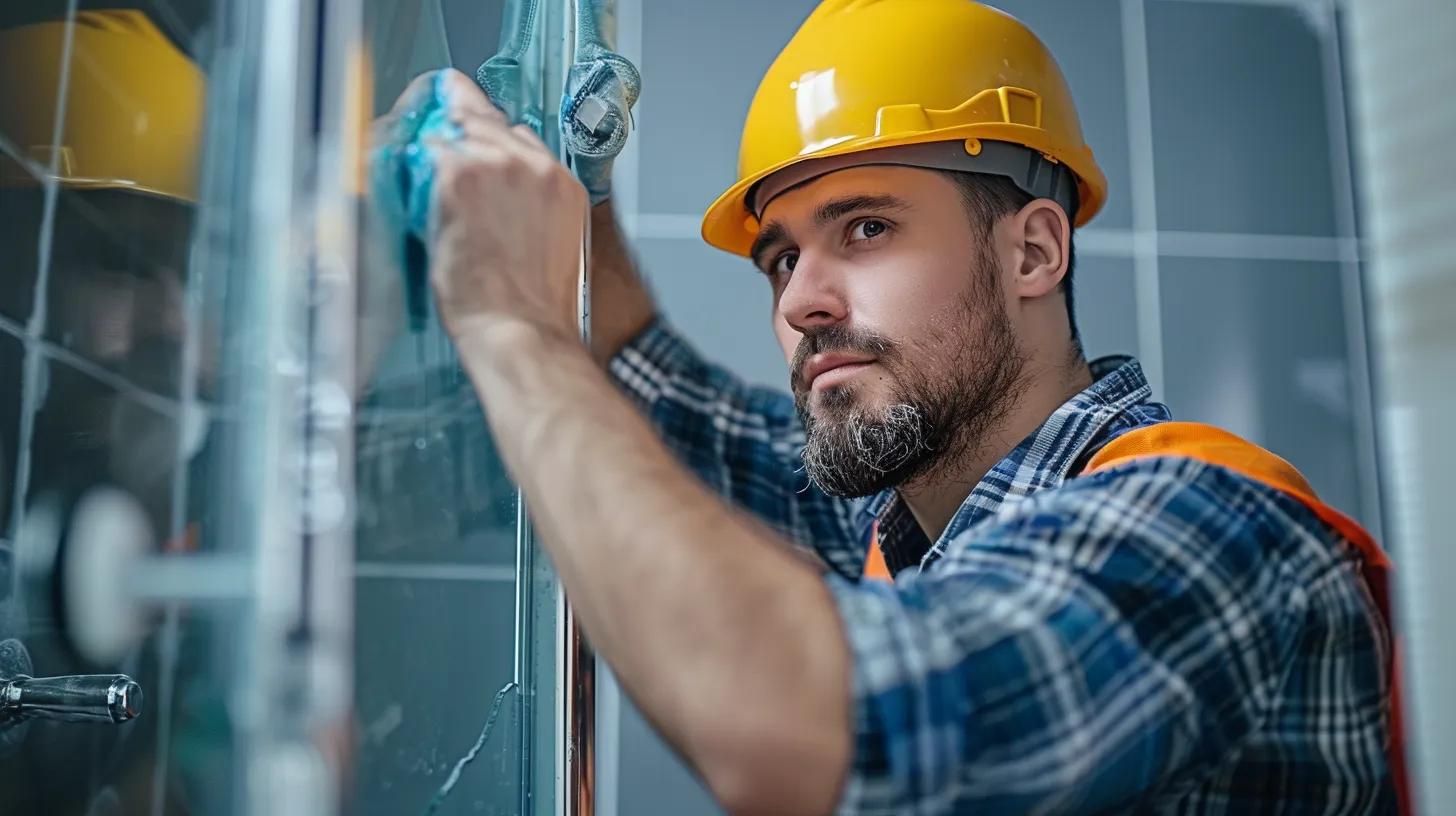 worker replacing a glass in your bathroom