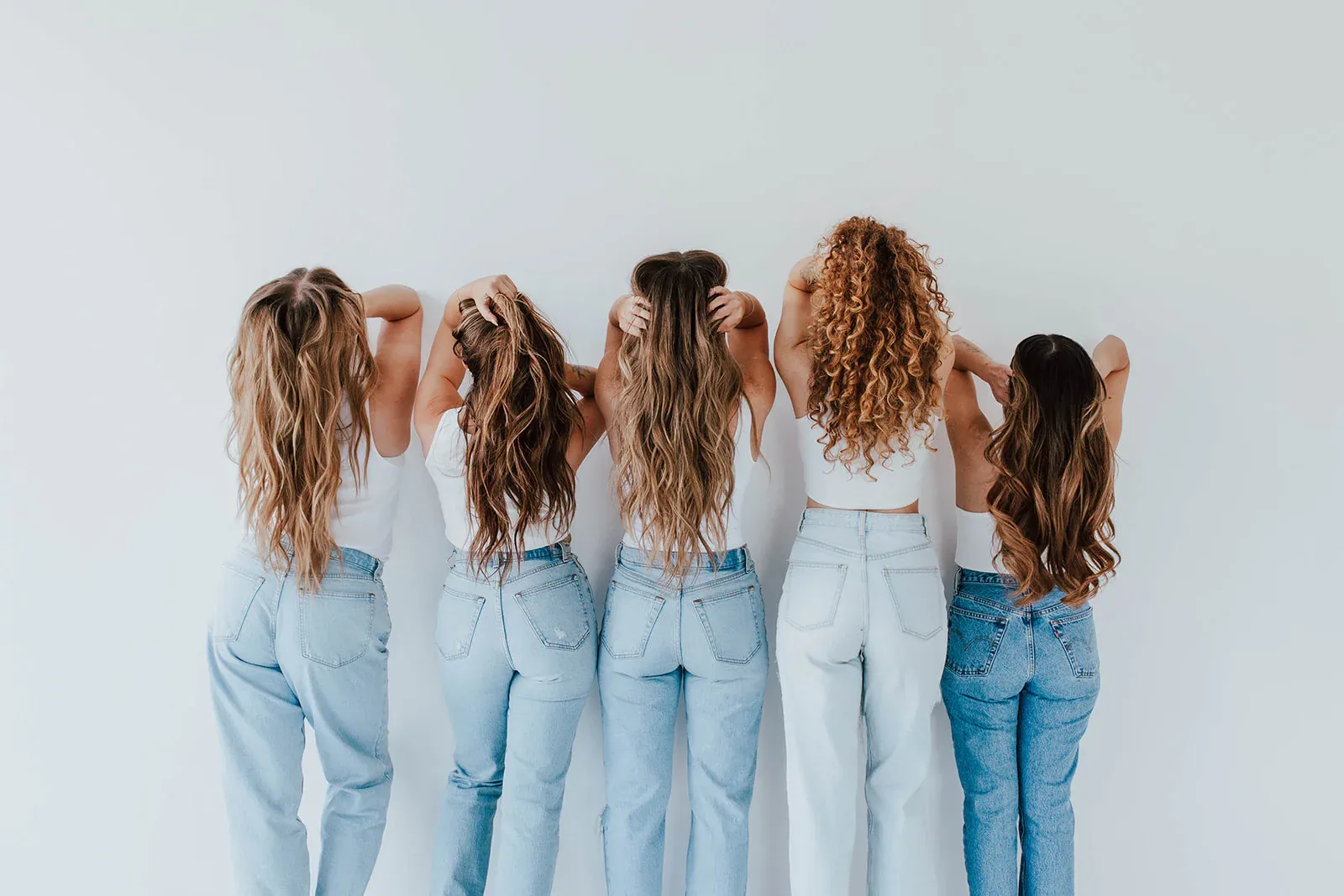 A lineup of women showcasing various hair textures and lengths, highlighting how Micro K-tip extensions adapt to diverse hair profiles for consistent, natural-looking results. A lineup of women showcasing various hair textures and lengths, highlighting how Micro K-tip extensions adapt to diverse hair profiles for consistent, natural-looking results.