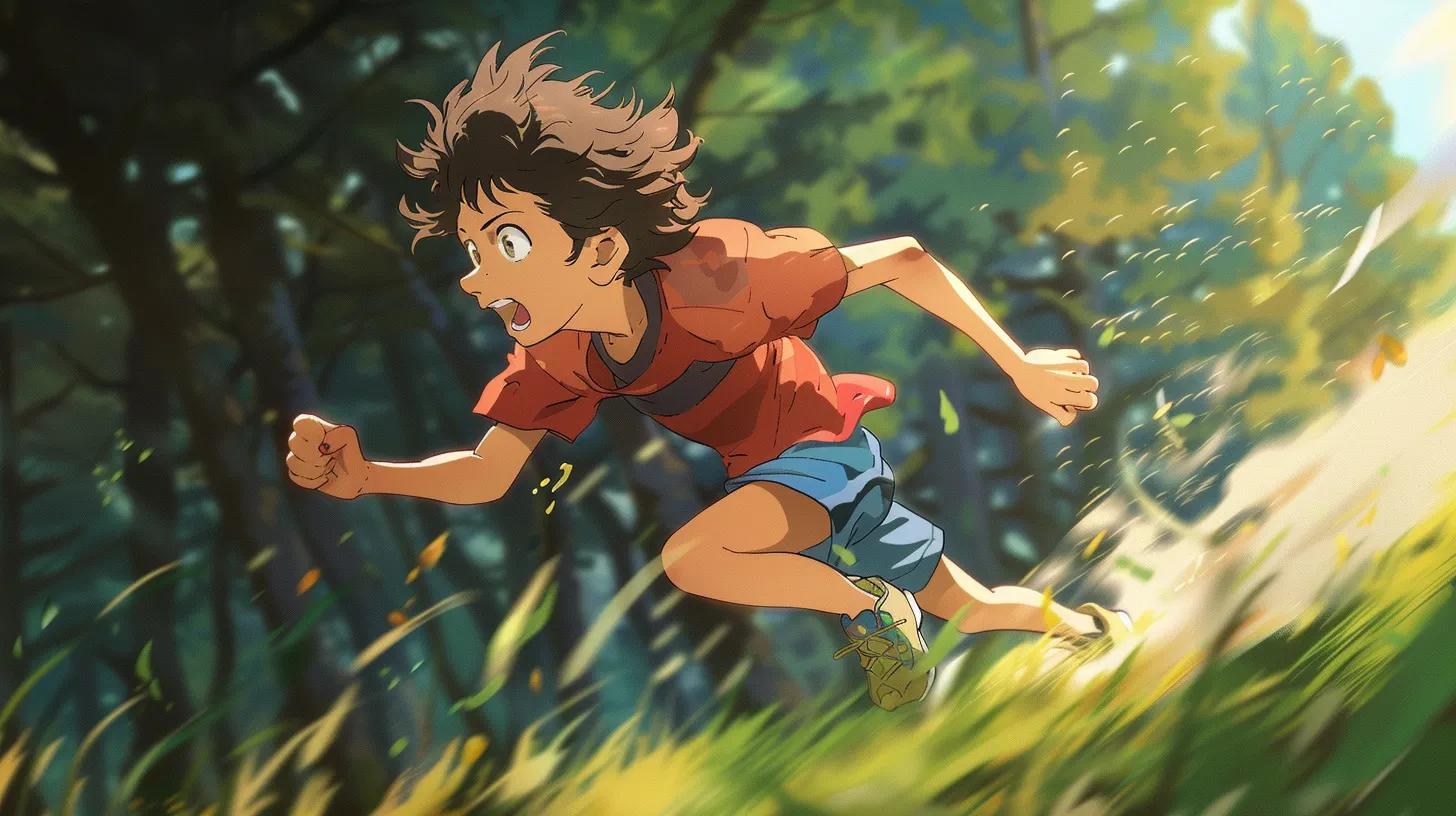 an anime cartoon running