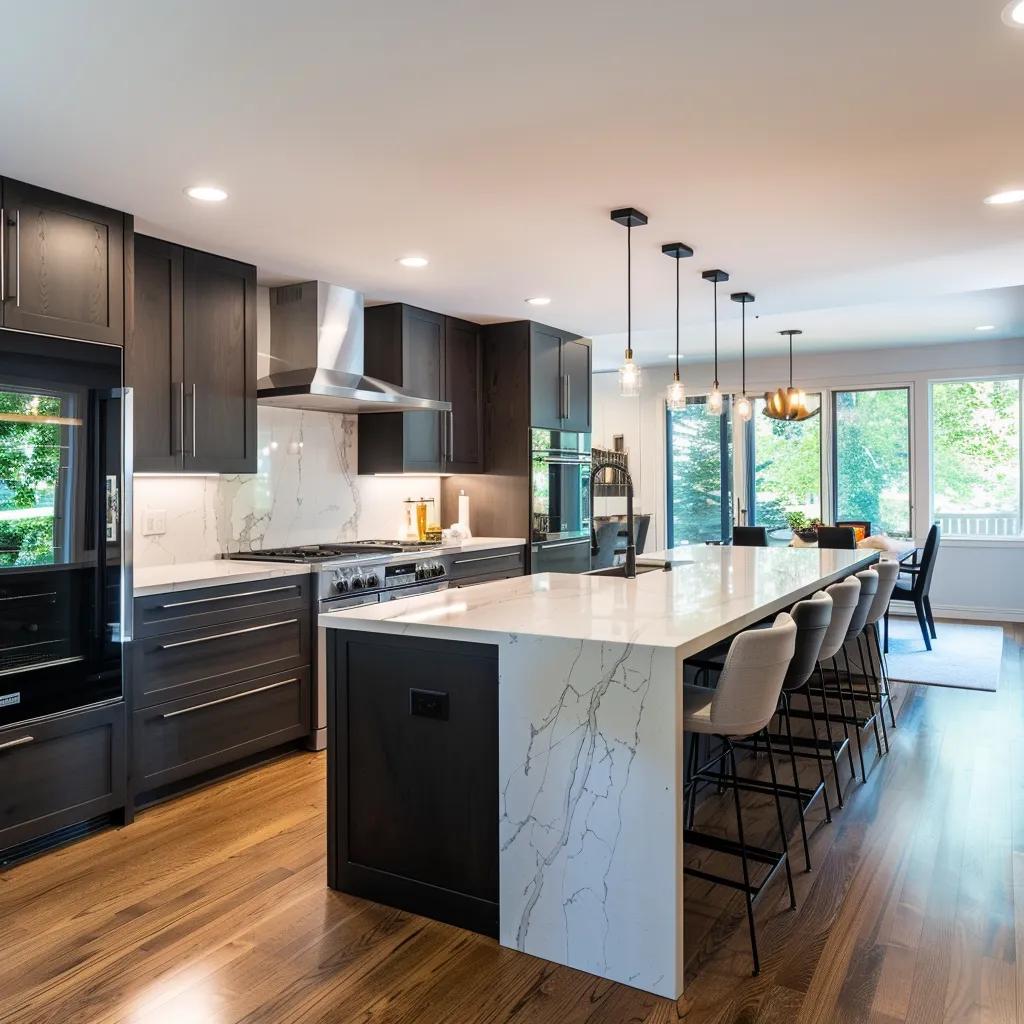 Modern kitchen remodel highlighting stylish cabinetry and energy-efficient appliances Modern kitchen remodel highlighting stylish cabinetry and energy-efficient appliances
