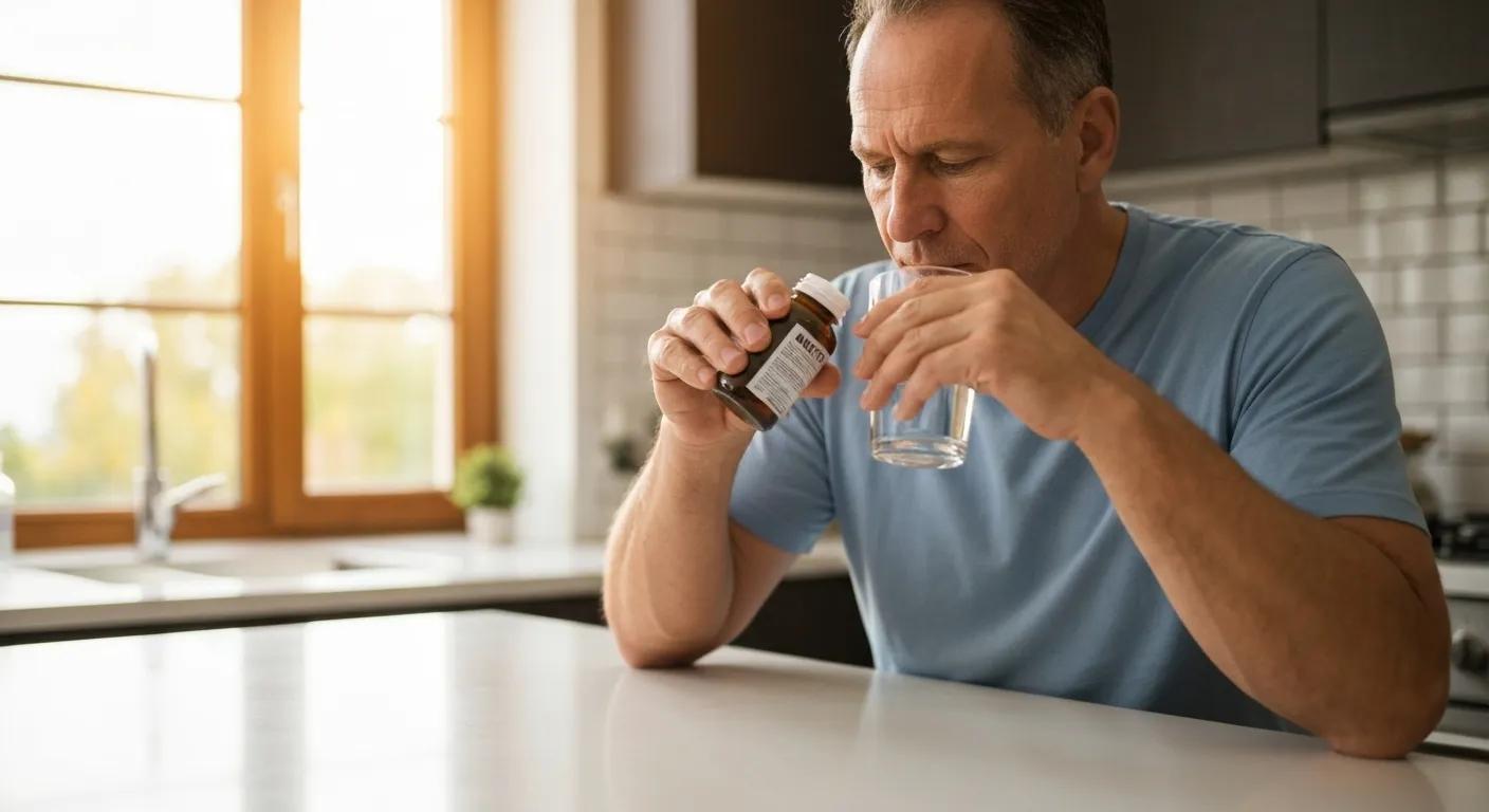 Person taking a supplement with water, representing proper administration of MK-677