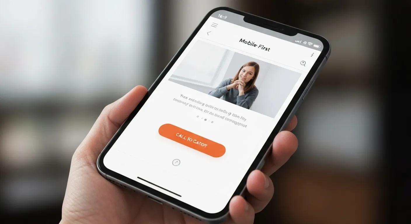 A mobile device displaying a responsive website design, emphasizing the importance of mobile-first
