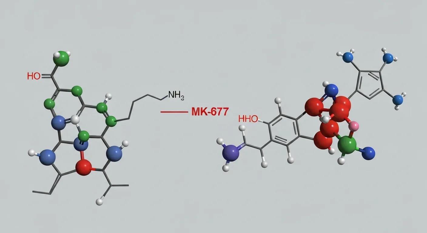 Molecular structure of growth hormone secretagogue, illustrating MK-677's role in enhancing bone health