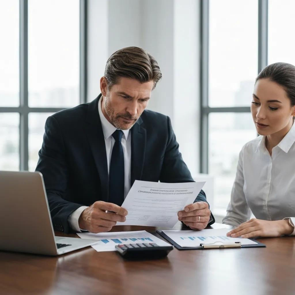 Business owner discussing financing options for commercial construction with a financial advisor