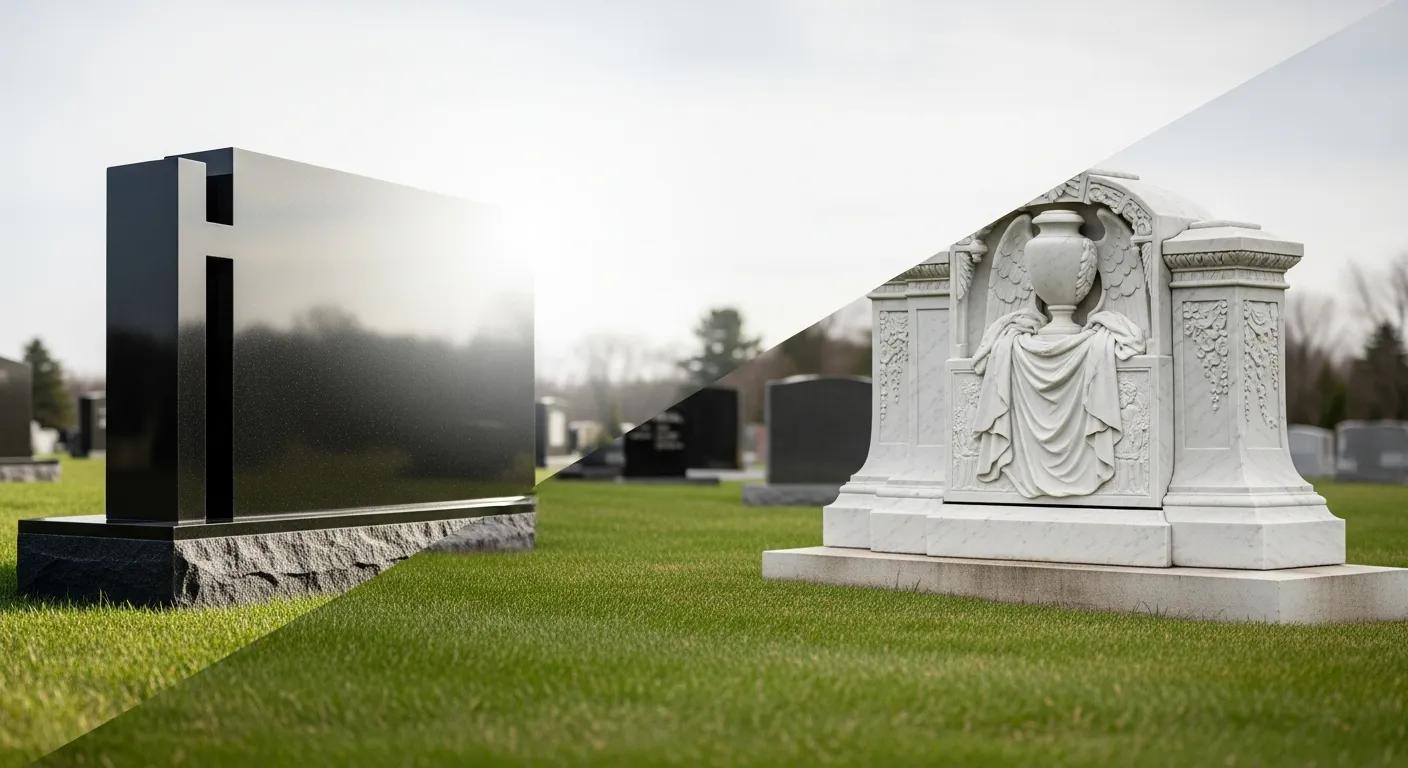 Comparison of modern and classical luxury headstones