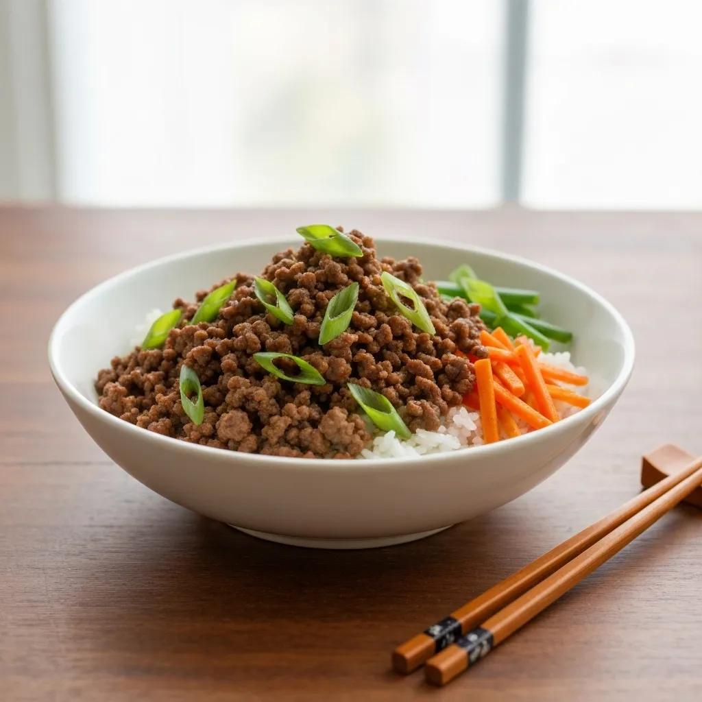 Balanced Korean Beef Bowl with colorful vegetables and rice