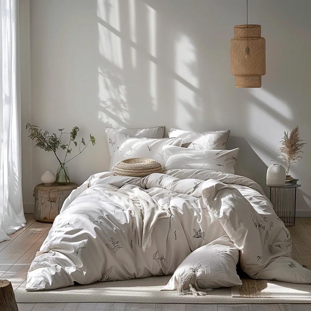 Luxurious bamboo quilt cover and sheet set in a cozy bedroom setting