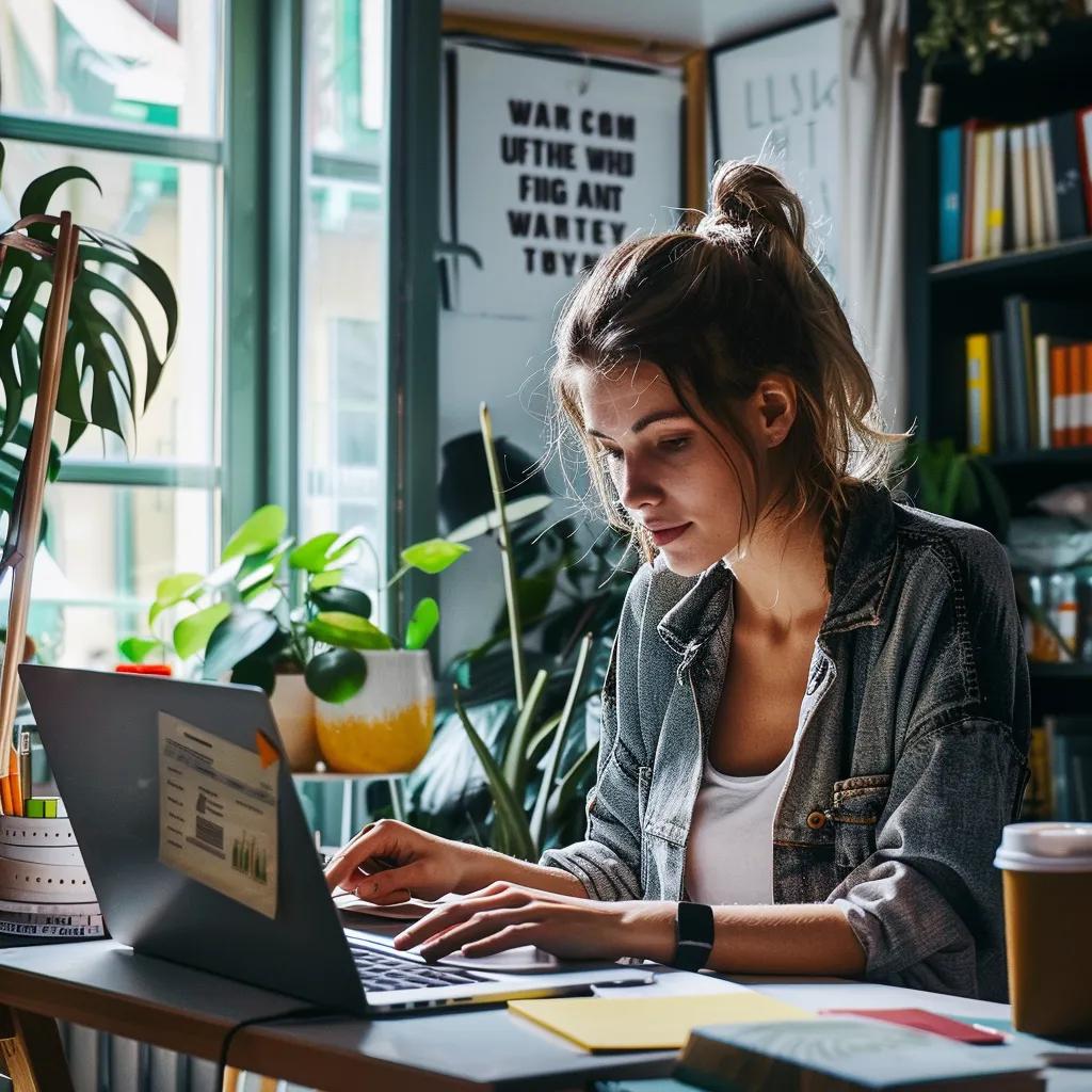 Freelancer working in a modern workspace, illustrating the freelance lifestyle and opportunities