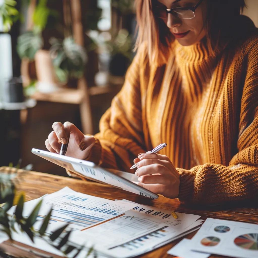 Small business owner reviewing cash flow projections, highlighting best practices in financial management