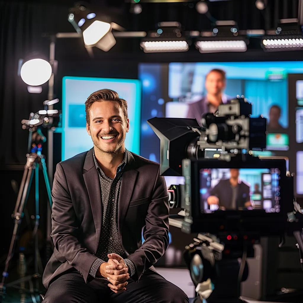 Local business owner presenting on television, showcasing effective TV PR campaign strategies