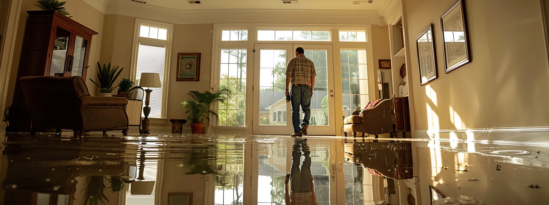 a homeowner in an ae zone examines flood mitigation measures on their property to lower insurance costs.