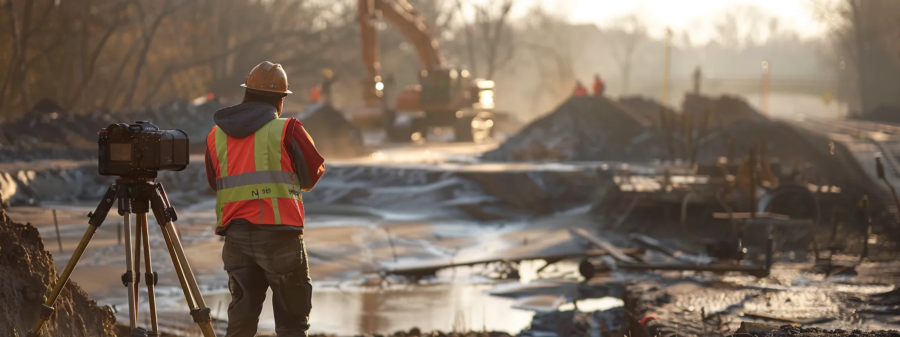 surveying a construction site in a flood zone, measuring elevation against base flood elevation requirements.