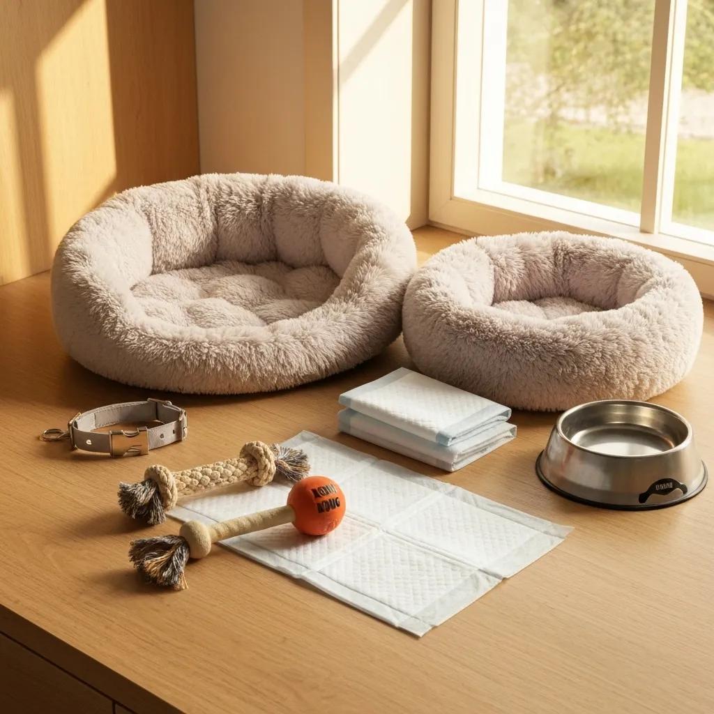 A curated display of essential accessories for new puppy owners, showcasing quality and variety
