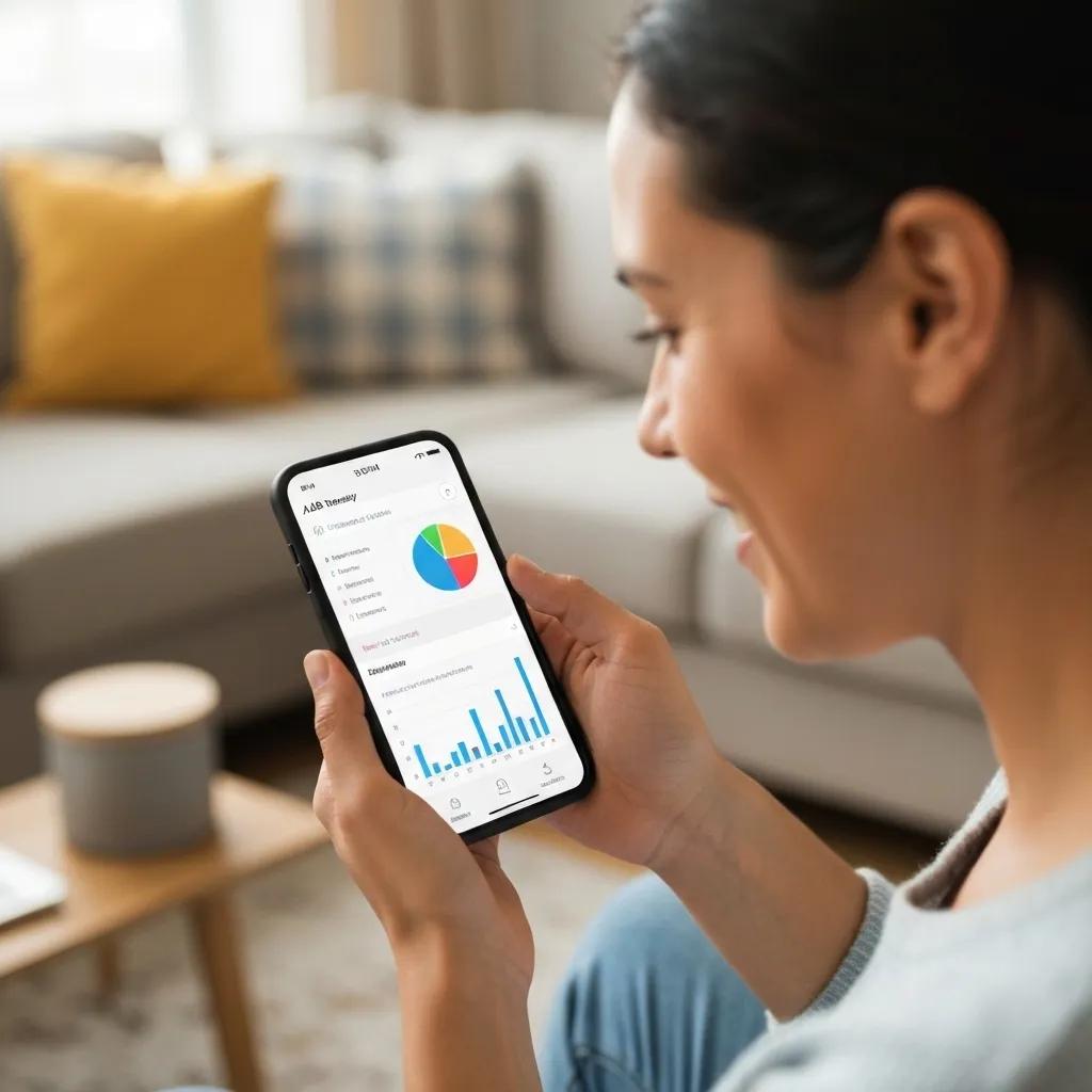A parent using a mobile app to track ABA therapy data, showing their active involvement in the process