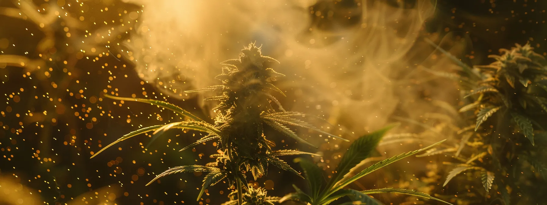 a close-up of a cannabis plant undergoing decarboxylation, releasing thc from thca.