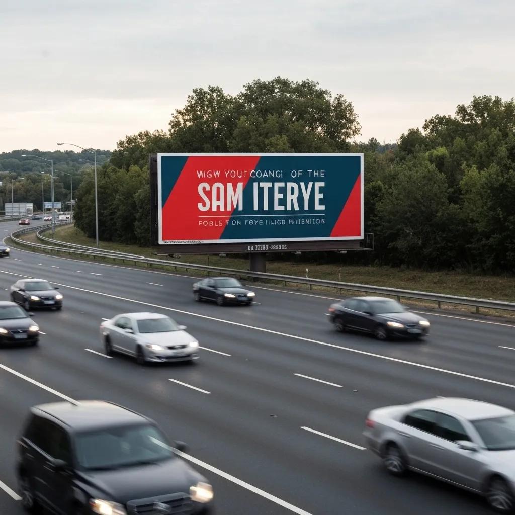 A highway billboard with a clear, high-contrast design that's easy to read A highway billboard with a clear, high-contrast design that's easy to read
