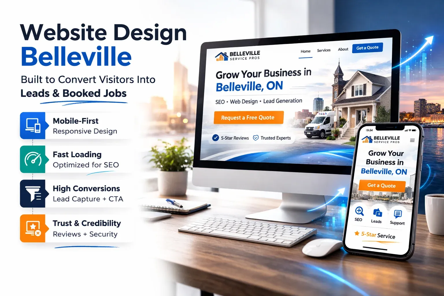 Website design Belleville responsive service business site optimized for SEO and lead generation